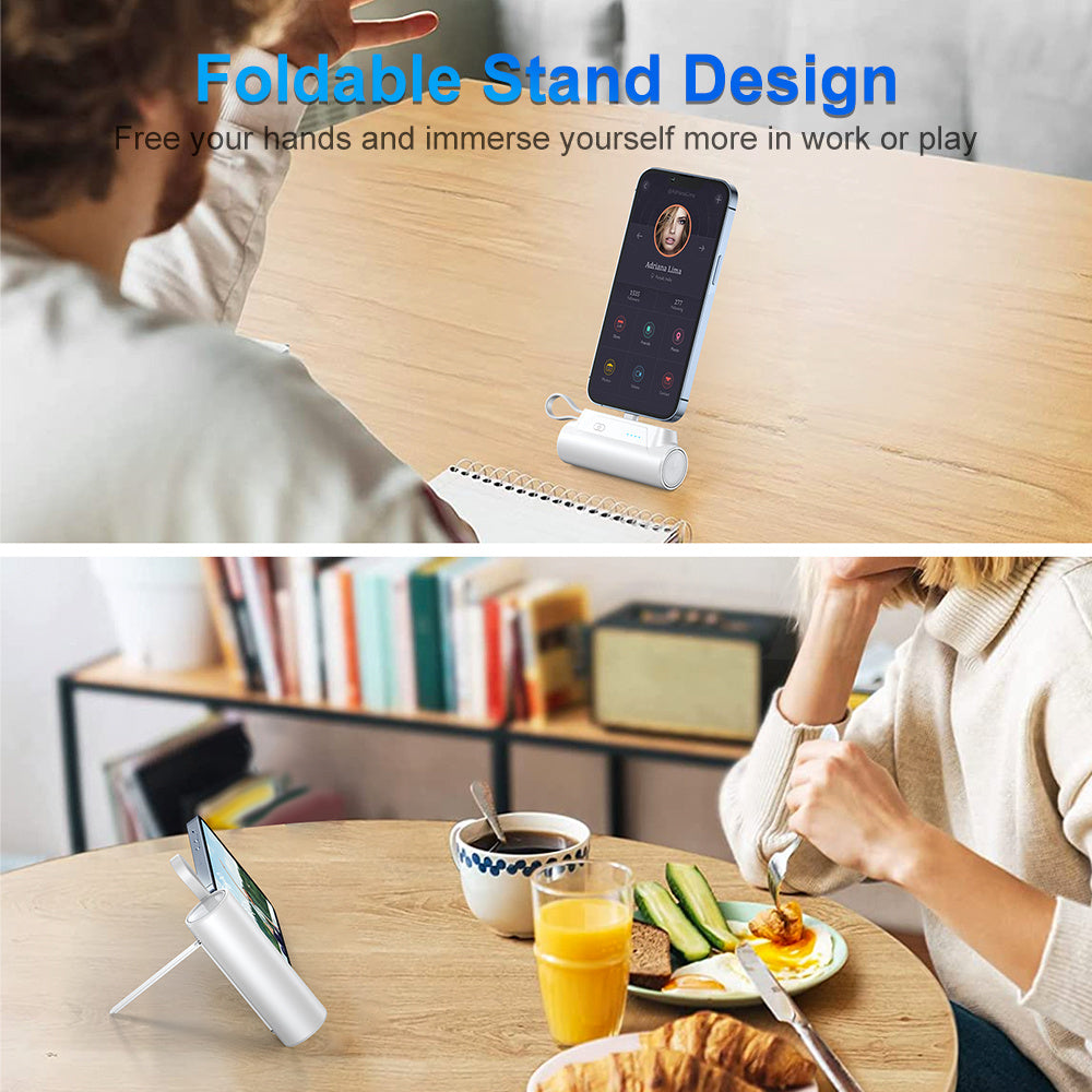 Coaxial Lightning Ruhong Power Bank 4500mAh – Dual Cable Support & Mobile Holder | Fast Charging Mini Power Bank - Morning Li8
