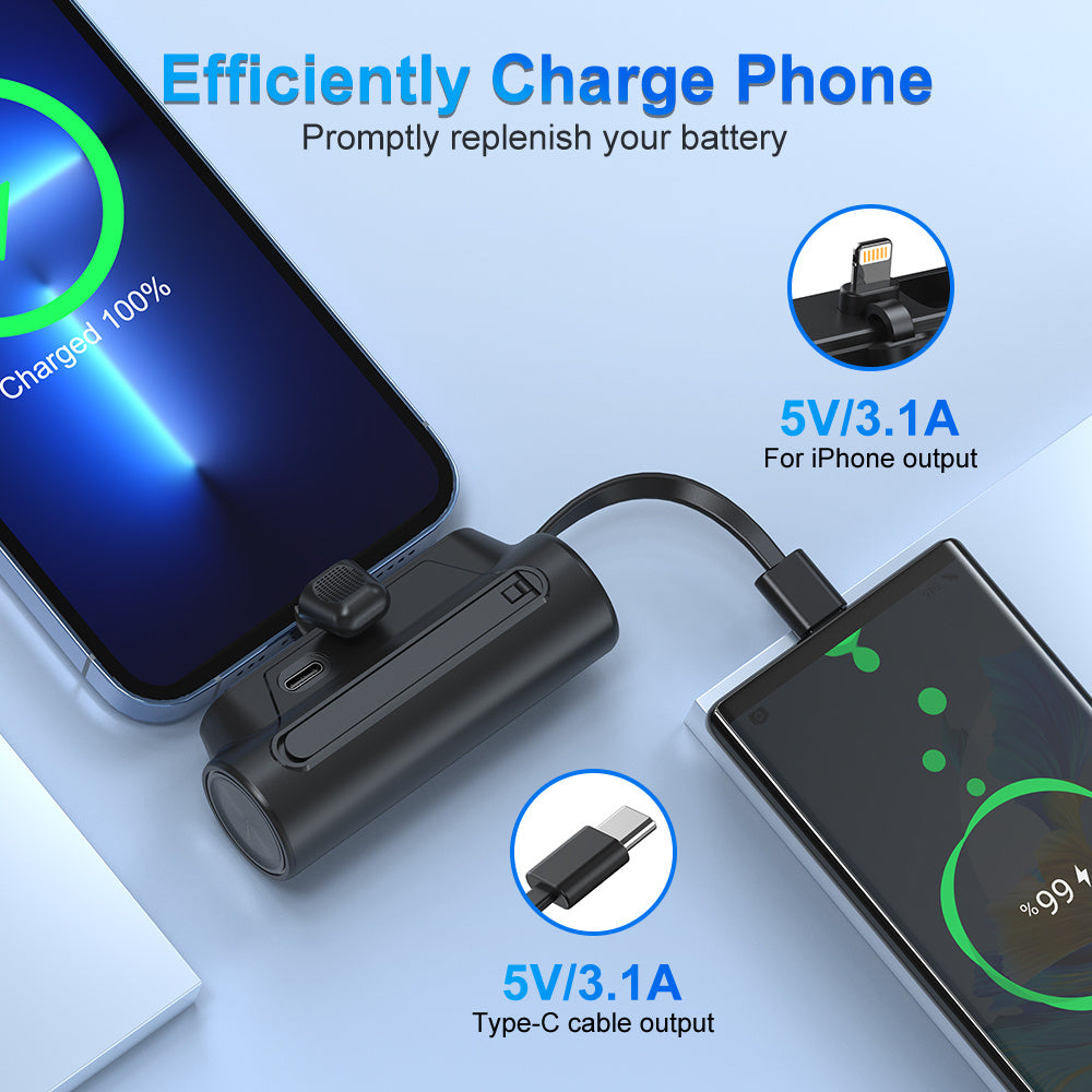 Coaxial Lightning Ruhong Power Bank 4500mAh – Dual Cable Support & Mobile Holder | Fast Charging Mini Power Bank - Morning Li8