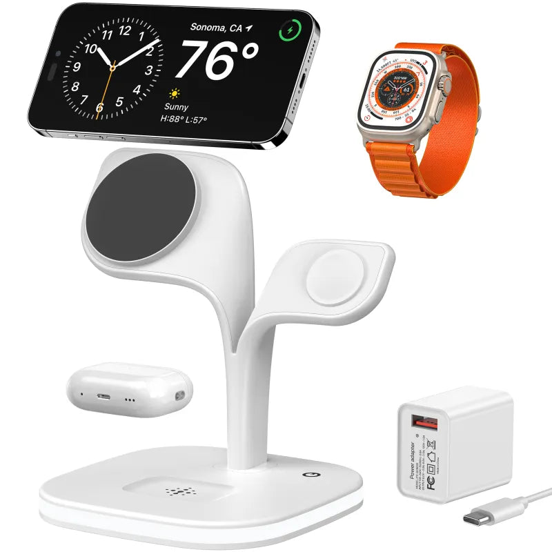 5-in-1 Magnetic Wireless Charging Station for iPhone, Apple Watch, AirPods – Fast Charger with Adapter - Morning Li8