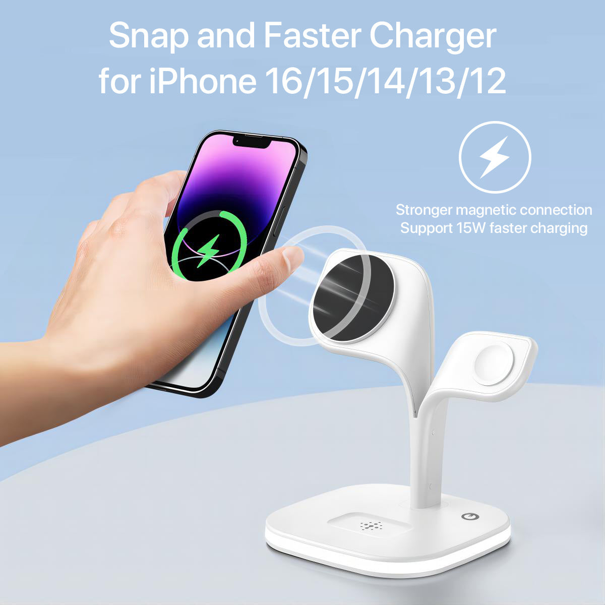5-in-1 Magnetic Wireless Charging Station for iPhone, Apple Watch, AirPods – Fast Charger with Adapter - Morning Li8