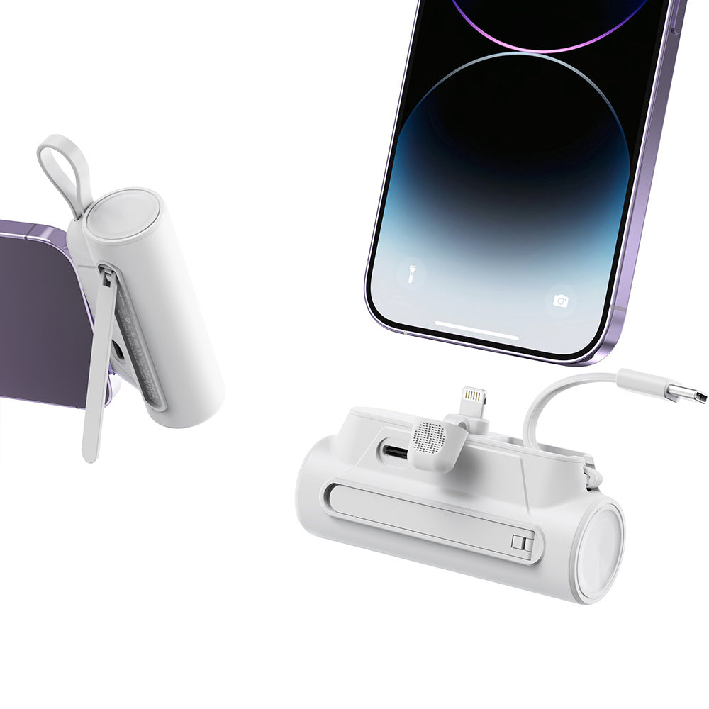 Coaxial Lightning Ruhong Power Bank 4500mAh – Dual Cable Support &amp; Mobile Holder | Fast Charging Mini Power Bank - Morning Li8