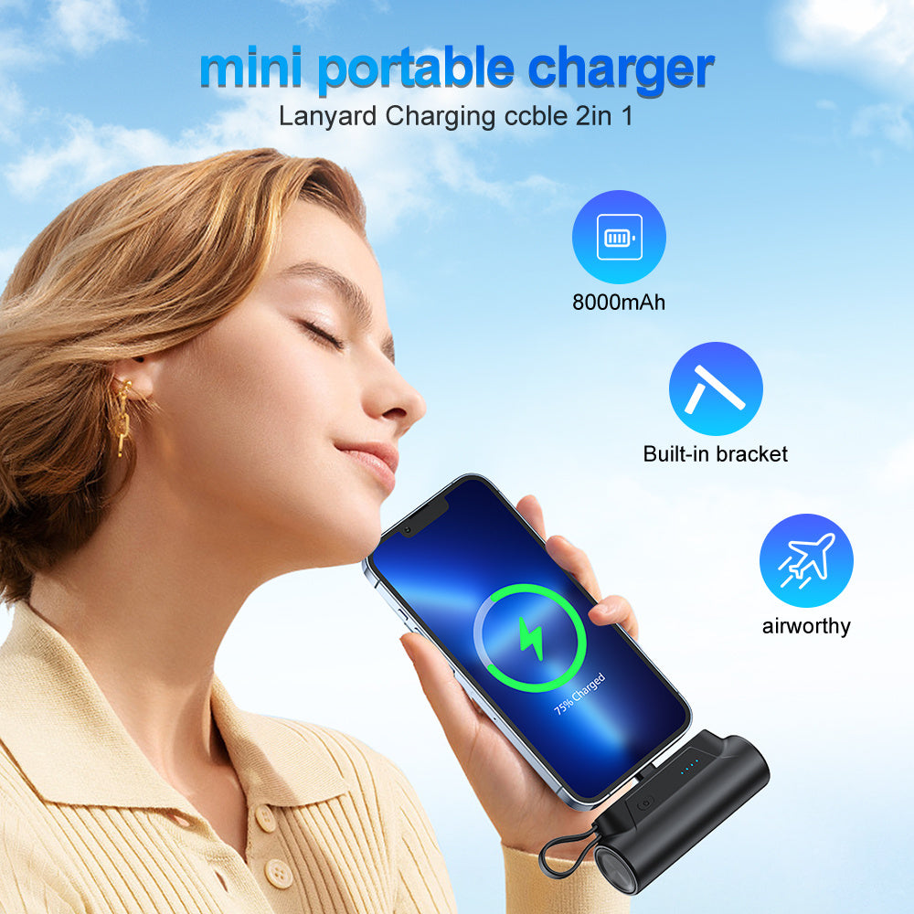 Coaxial Lightning Ruhong Power Bank 4500mAh – Dual Cable Support &amp; Mobile Holder | Fast Charging Mini Power Bank - Morning Li8