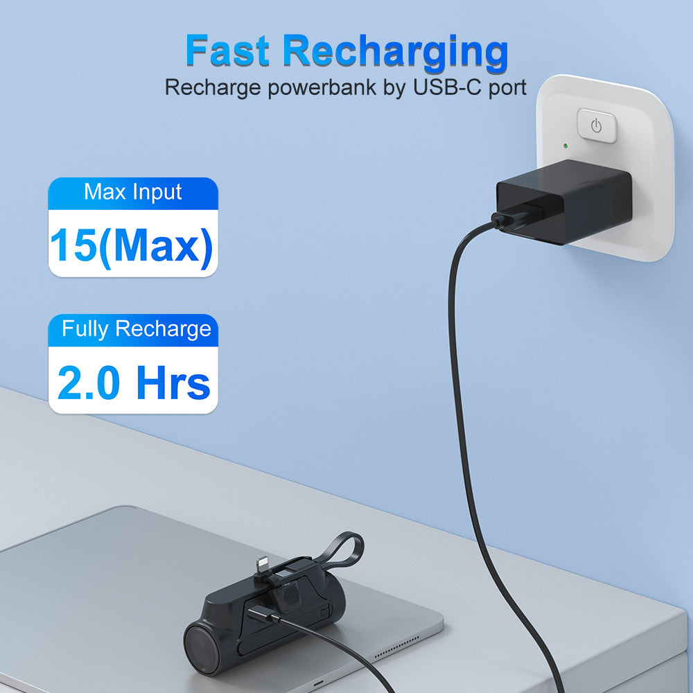 Coaxial Lightning Ruhong Power Bank 4500mAh – Dual Cable Support &amp; Mobile Holder | Fast Charging Mini Power Bank - Morning Li8