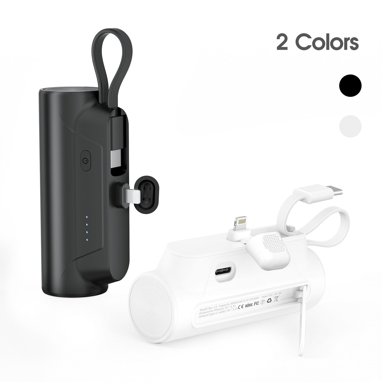 Coaxial Lightning Ruhong Power Bank 4500mAh – Dual Cable Support &amp; Mobile Holder | Fast Charging Mini Power Bank - Morning Li8