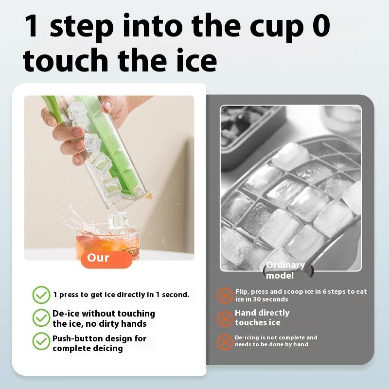 Ice Cube Mold Household Ice Maker Food Grade Press Ice Tray Ice Cube Maker Ice Tray Mold With Storage Box Kitchen Gadget - Morning Li8
