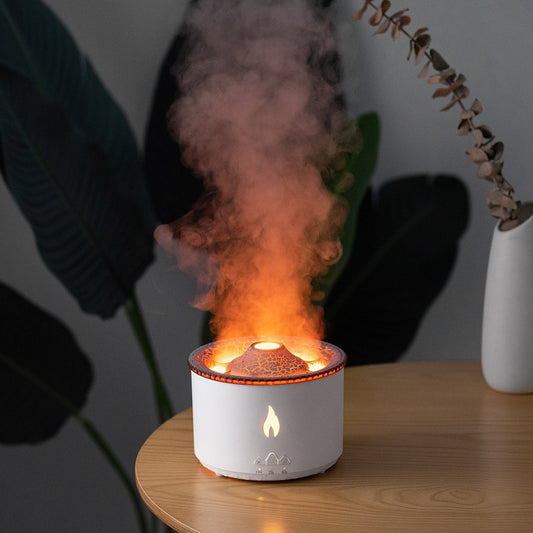Two-Color Volcano Flame Humidifier – Aromatherapy & Quiet Mist
