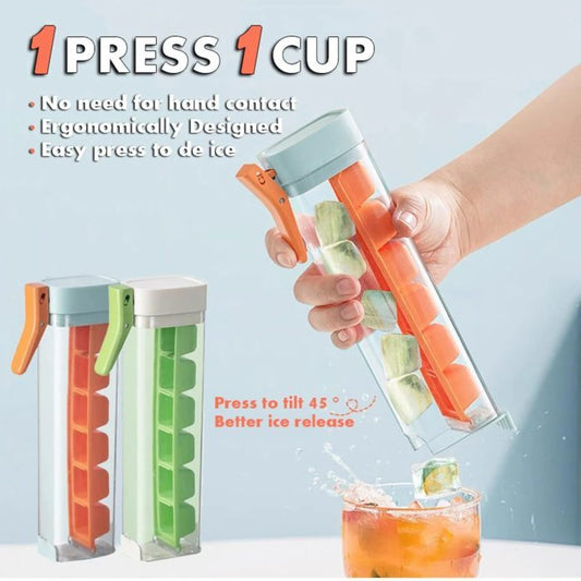 Ice Cube Mold Household Ice Maker Food Grade Press Ice Tray Ice Cube Maker Ice Tray Mold With Storage Box Kitchen Gadget - Morning Li8