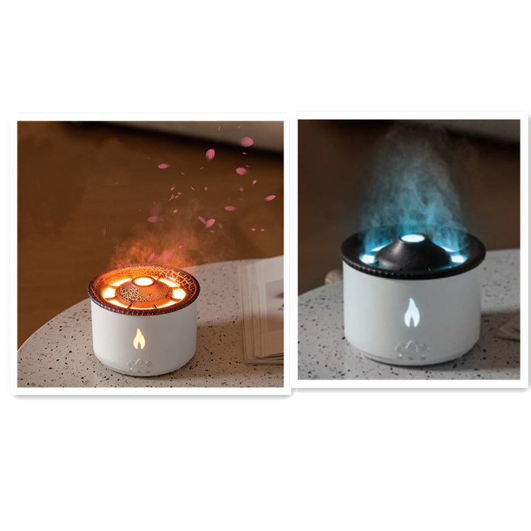 Two-Color Volcano Flame Humidifier – Aromatherapy & Quiet Mist