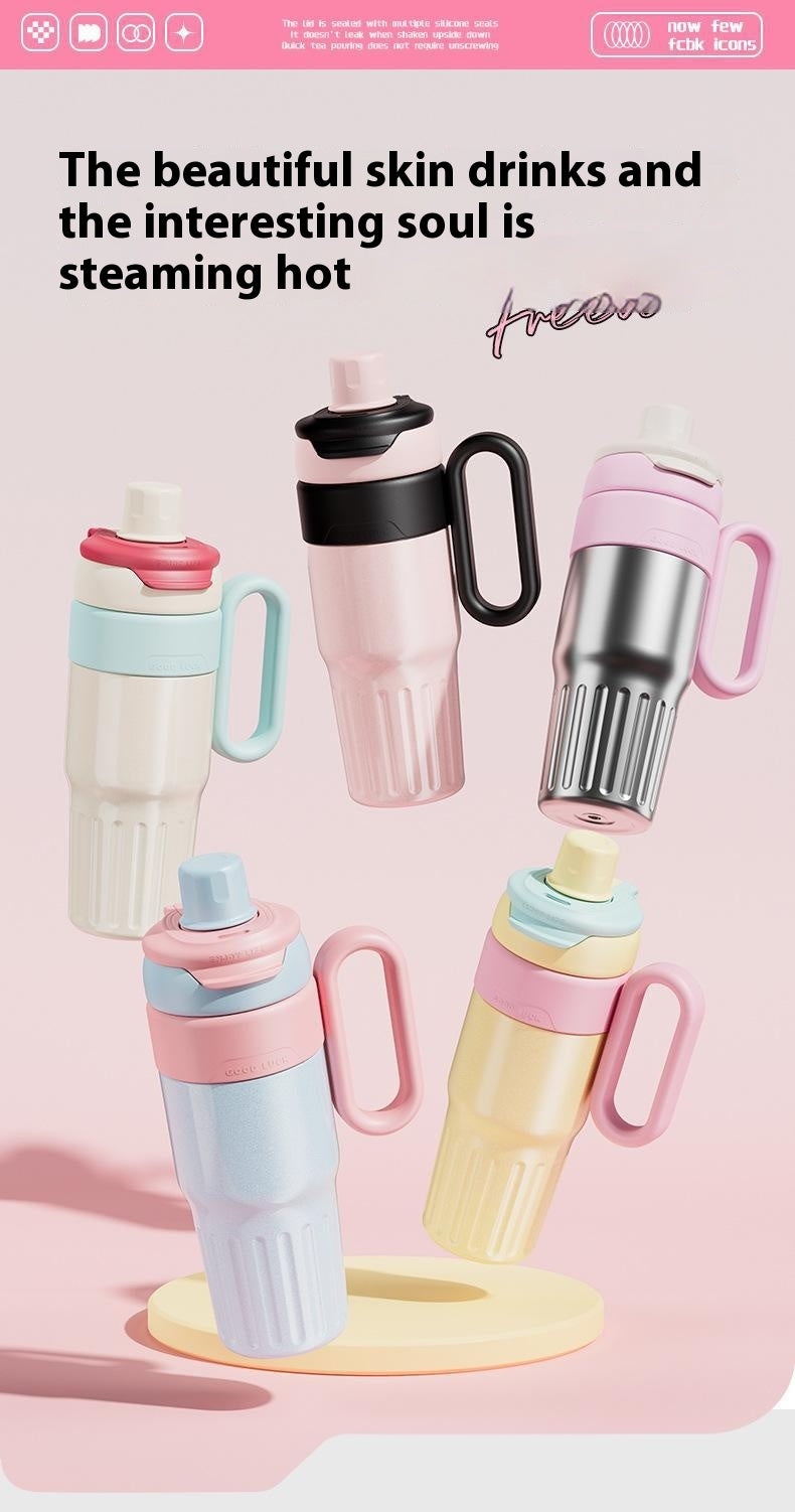 780ml Gradient Double Drink Thermal Cup Stainless Steel With Lid Coffee Cup Thermos Large Capacity Straw Cup For Male And Female