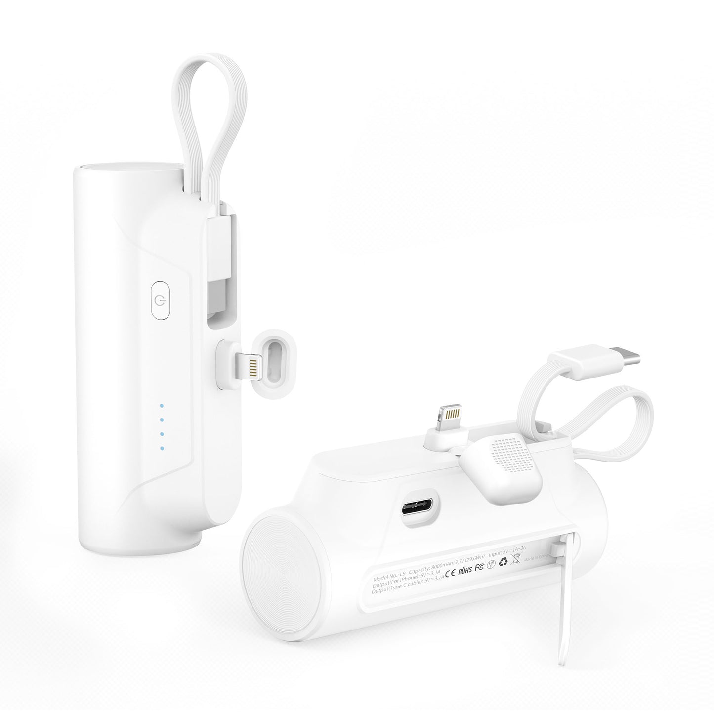 Coaxial Lightning Ruhong Power Bank 4500mAh – Dual Cable Support &amp; Mobile Holder | Fast Charging Mini Power Bank - Morning Li8