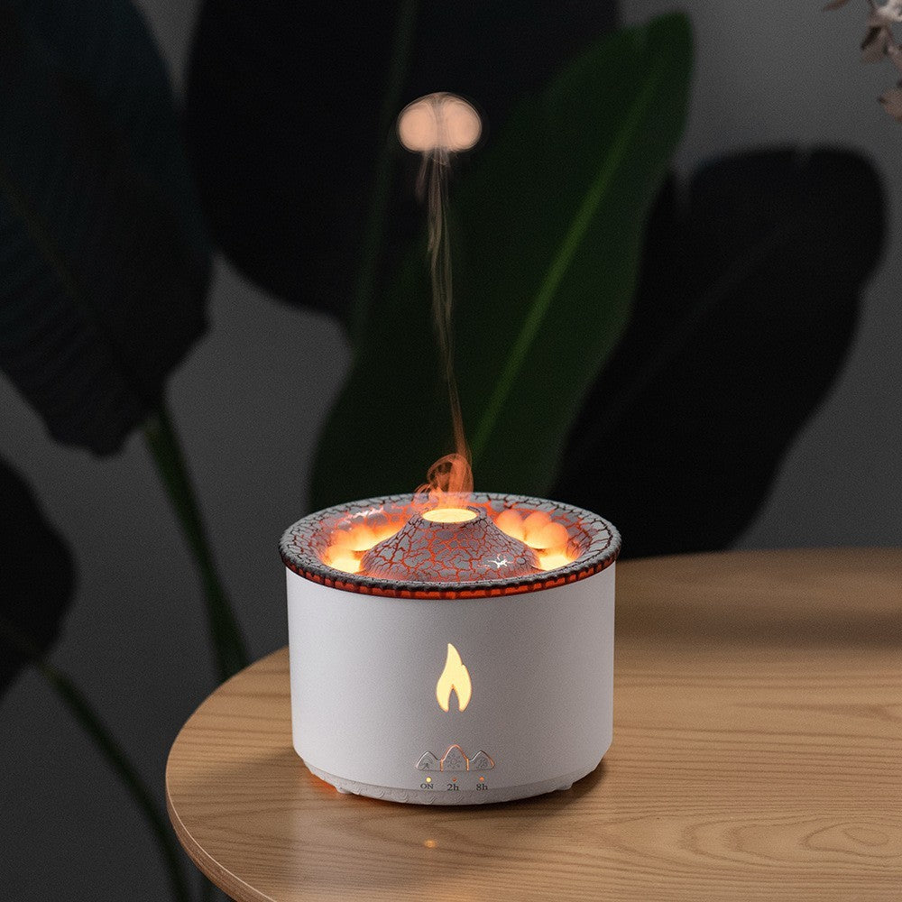 Two-Color Volcano Flame Humidifier – Aromatherapy & Quiet Mist