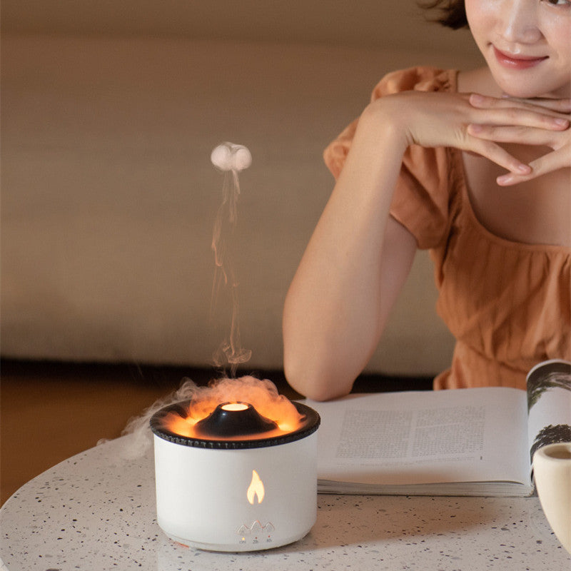 Two-Color Volcano Flame Humidifier – Aromatherapy & Quiet Mist