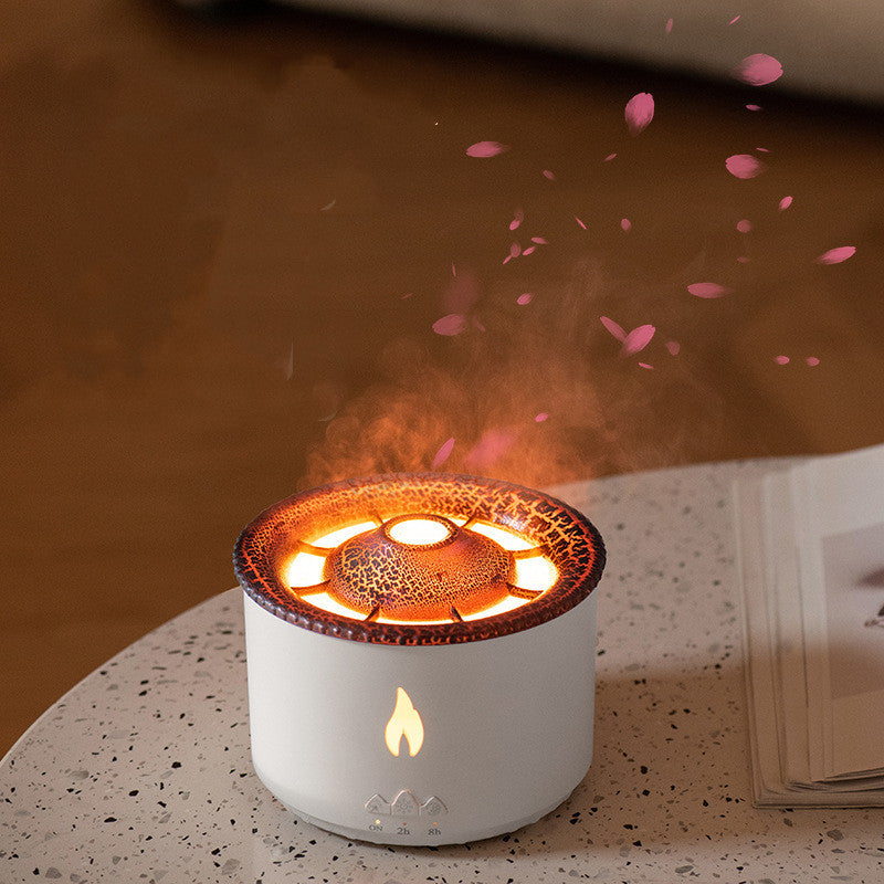 Two-Color Volcano Flame Humidifier – Aromatherapy & Quiet Mist