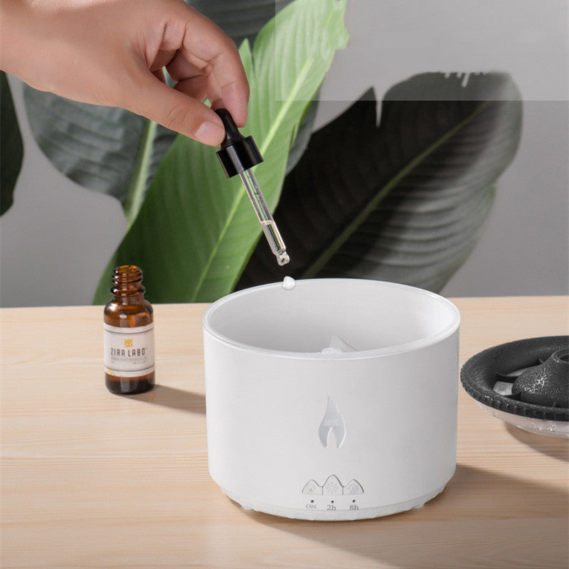 Two-Color Volcano Flame Humidifier – Aromatherapy & Quiet Mist